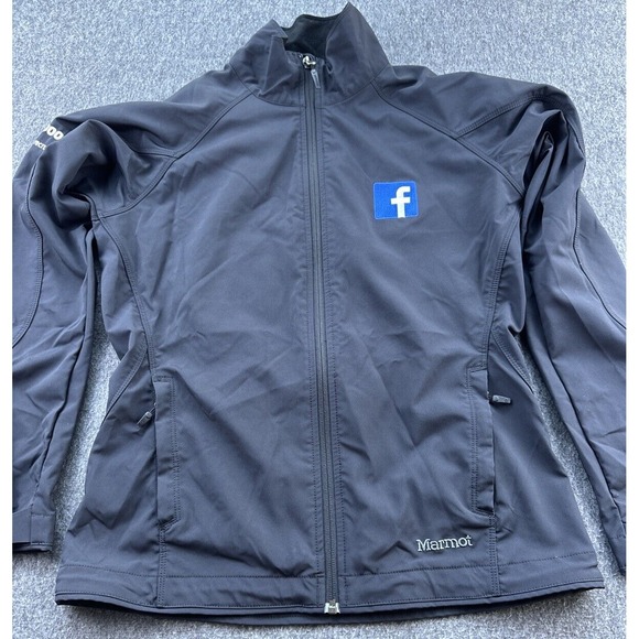 Marmot Jacket Womens Medium Black Fitted Full Zip‎ Long Sleeve Facebook Logo